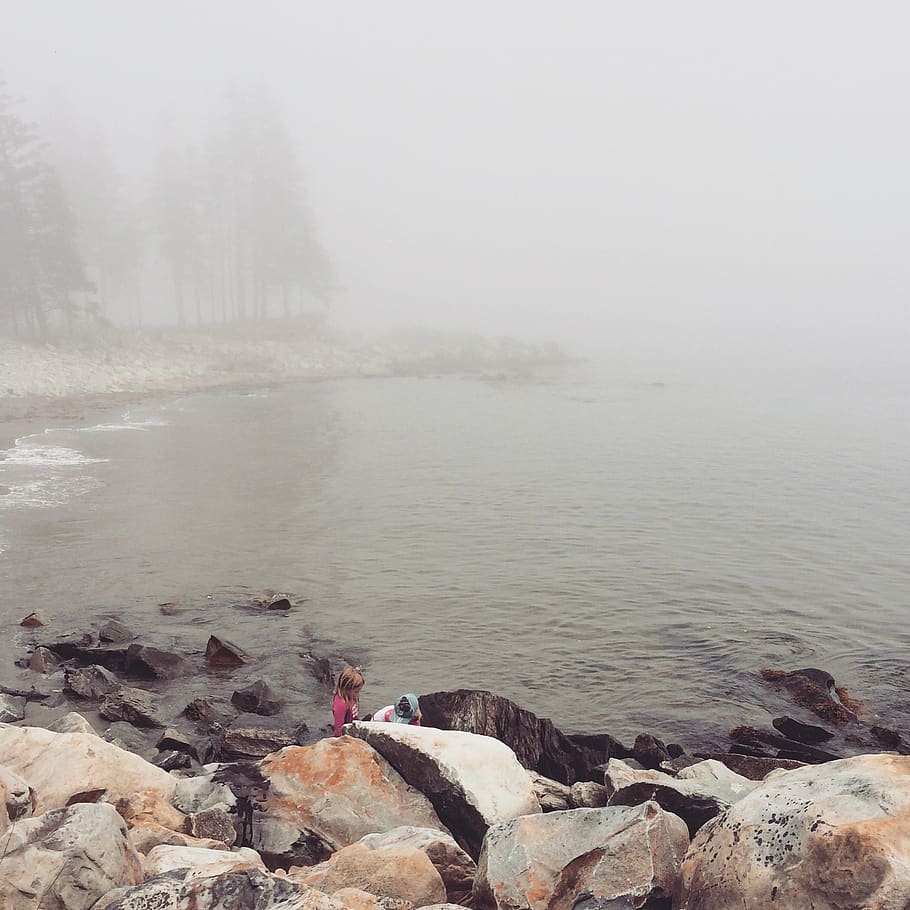 canada, nova scotia, ocean, mist, water, rock, fog, solid, rock - object HD wallpaper