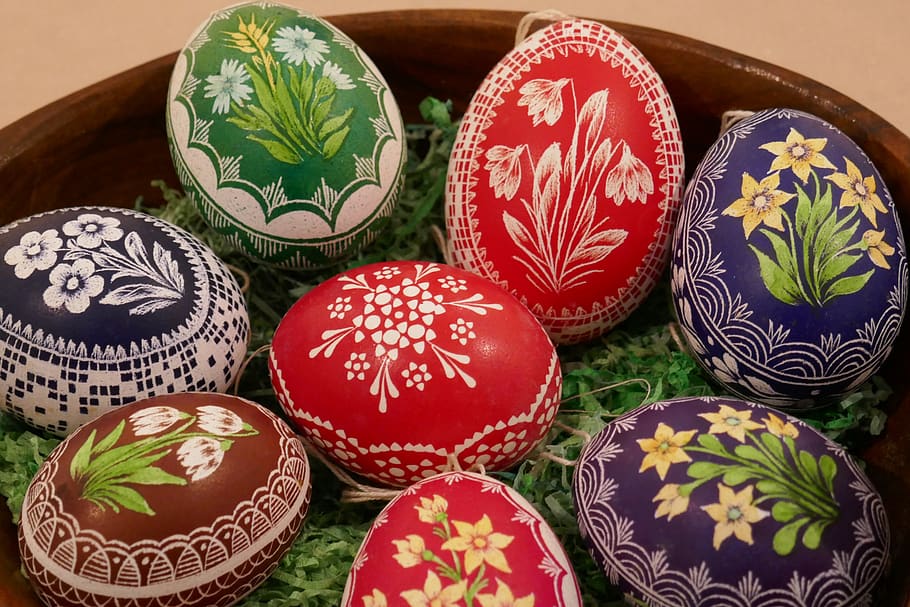 egg, eggs, painted, easter, colorful, decoration, pattern, no people HD wallpaper