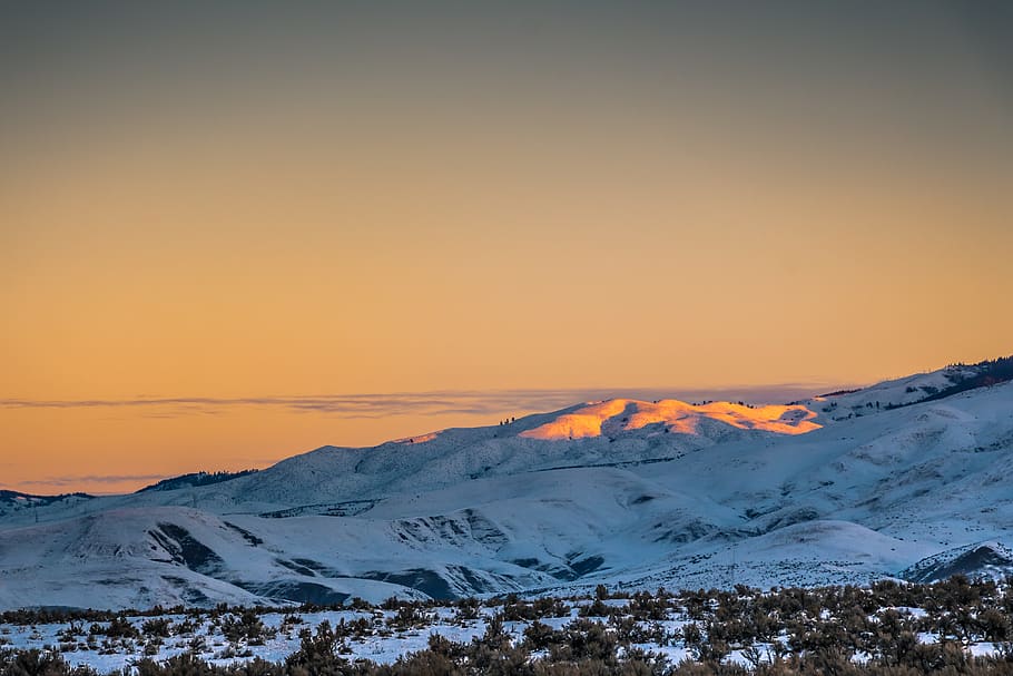 Mountain Covered With Snow, cold, dawn, landscape, nature, scenic HD wallpaper