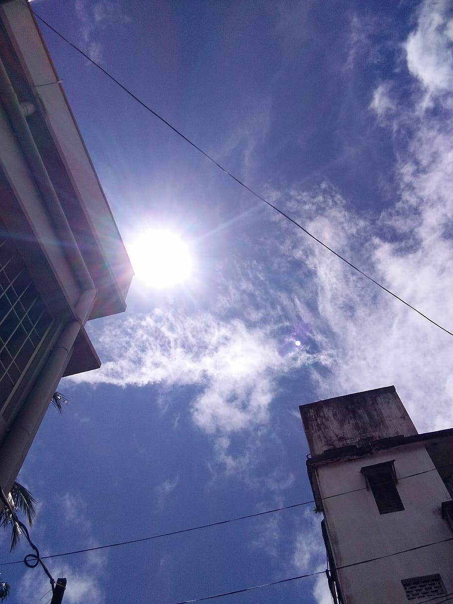 india, cuttack, odisha, blue sky, clouds, sun, sunny, cloud - sky, HD wallpaper