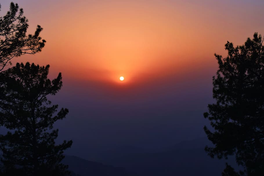 sunset, landscape, nature, dusk, orange, sky, beauty in nature HD wallpaper