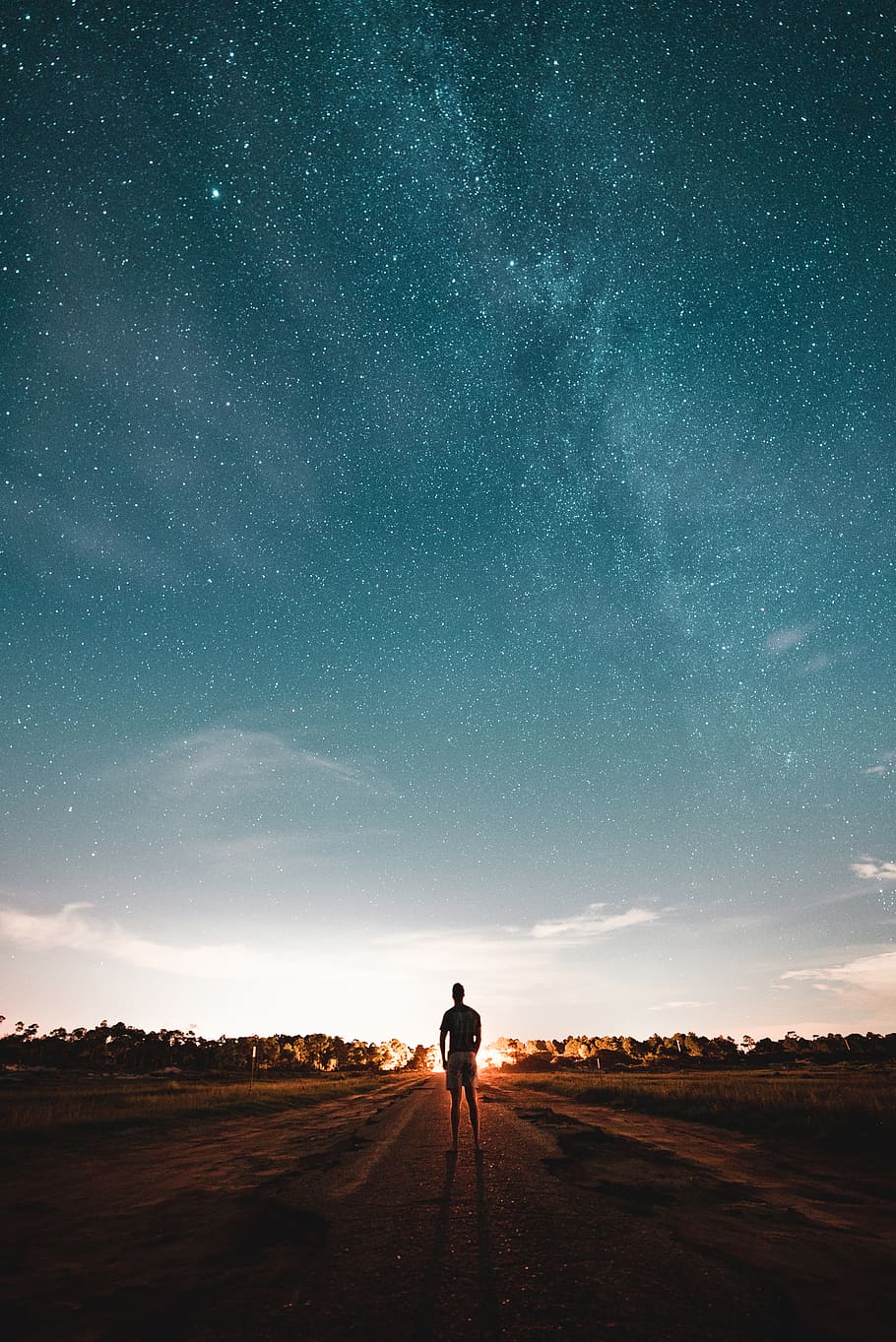 silhouette photo of man under star full sky, star - space, scenics - nature, HD wallpaper