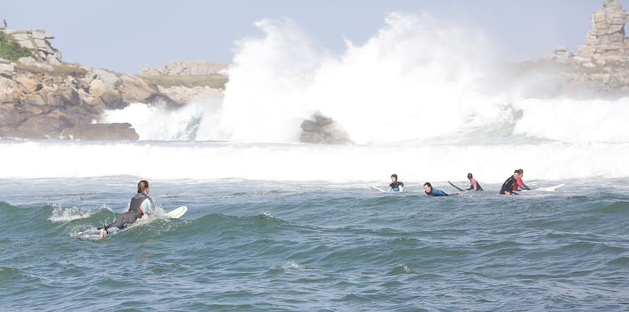 surf, surfer, swell, wave, sport, watersport, ocean, pure, Finistere HD wallpaper