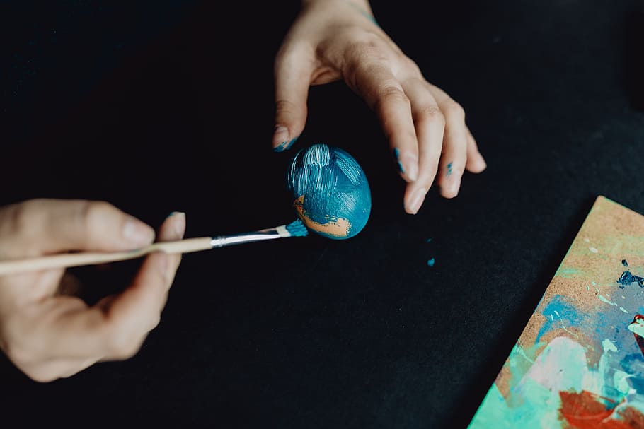 Woman Painting Easter Eggs, homemade, handmade, painted, decorative