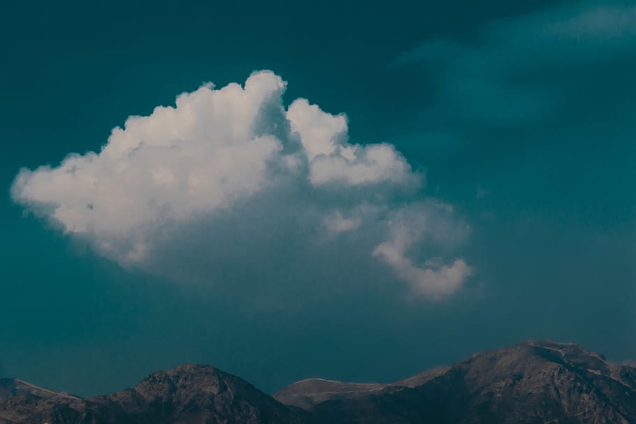 mountain, cloud, clouds, sky, blue, landscape, day, cumulonimbus HD wallpaper
