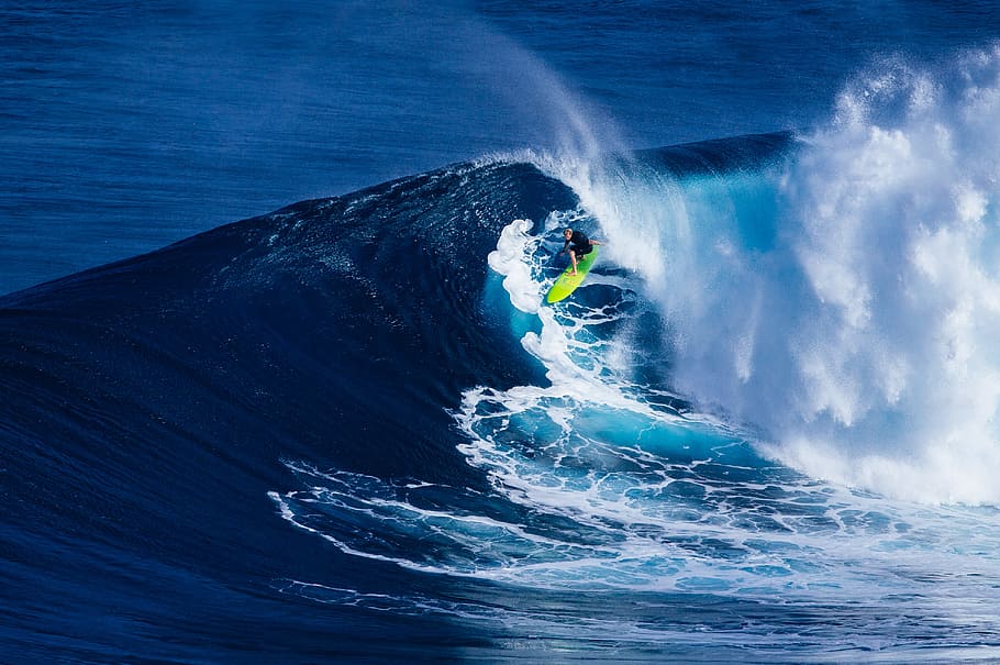 person doing surfing on wave, ocean, sea, water, sport, outdoor HD wallpaper