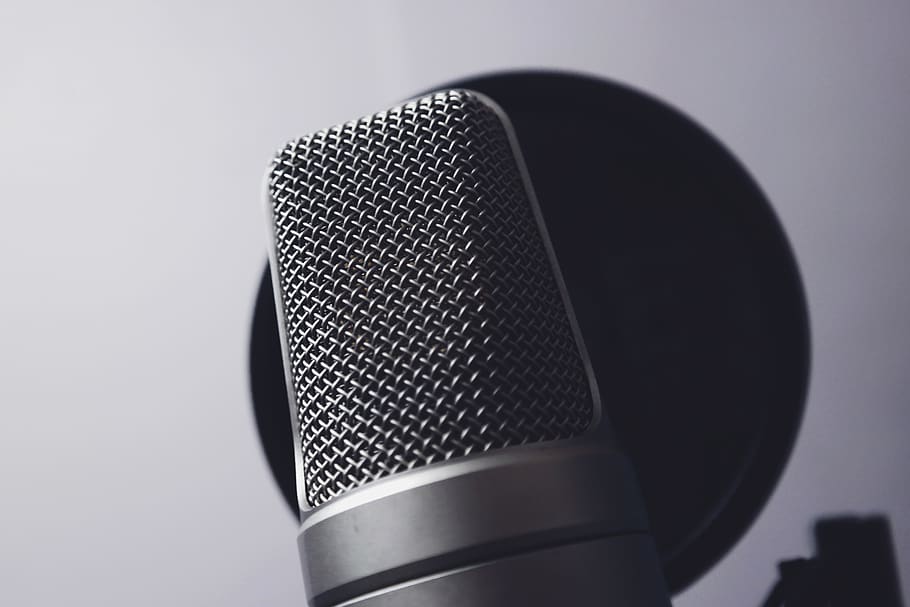 chrome, close-up, mic, microphone, music, input device, technology HD wallpaper