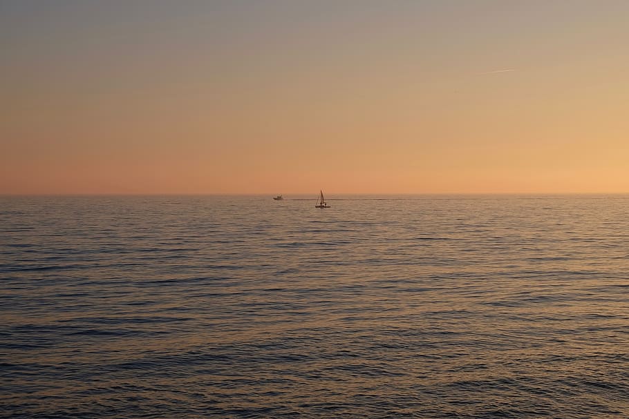 sea, water, sky, horizon over water, scenics - nature, sunset HD wallpaper