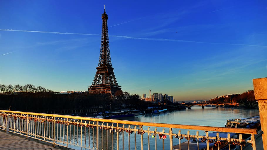 tower, eiffel, seine, paris, bridge, river, holiday, travel HD wallpaper