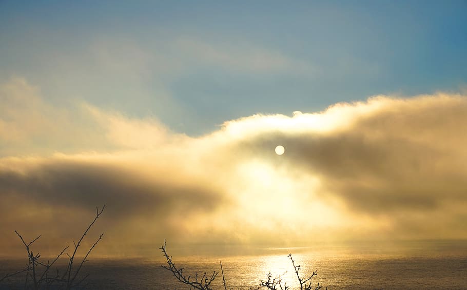germany, sassnitz, morning, clouds, sea, cold, sun, baltic HD wallpaper