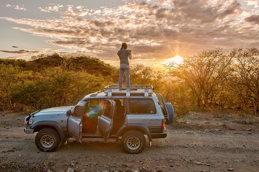 tanzania, dongobesh, car, standing on car, traveling, camping, HD wallpaper