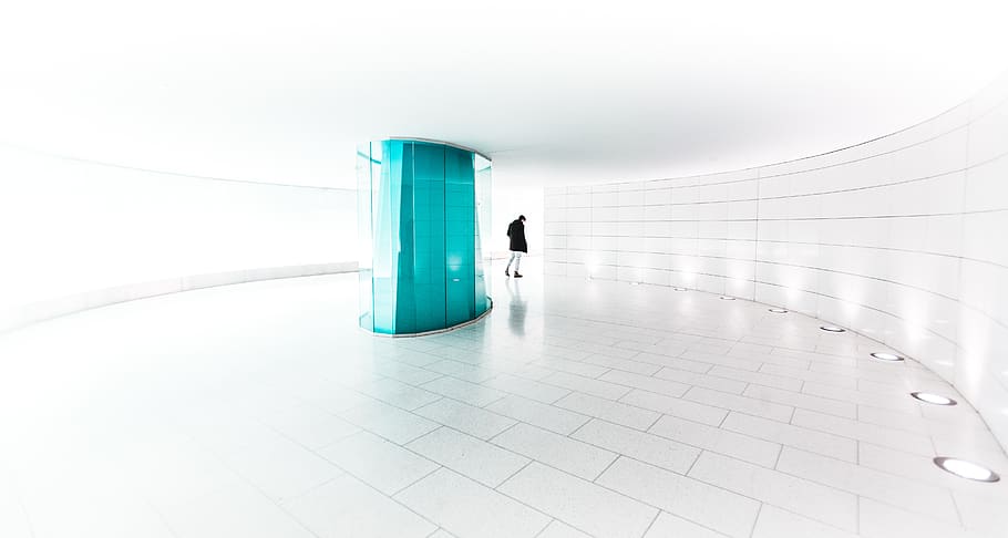 man standing inside room, architecture, indoors, flooring, illuminated HD wallpaper