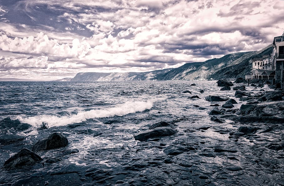 Body of Water Under Cloudy Sky, beach, clouds, daylight, landscape HD wallpaper