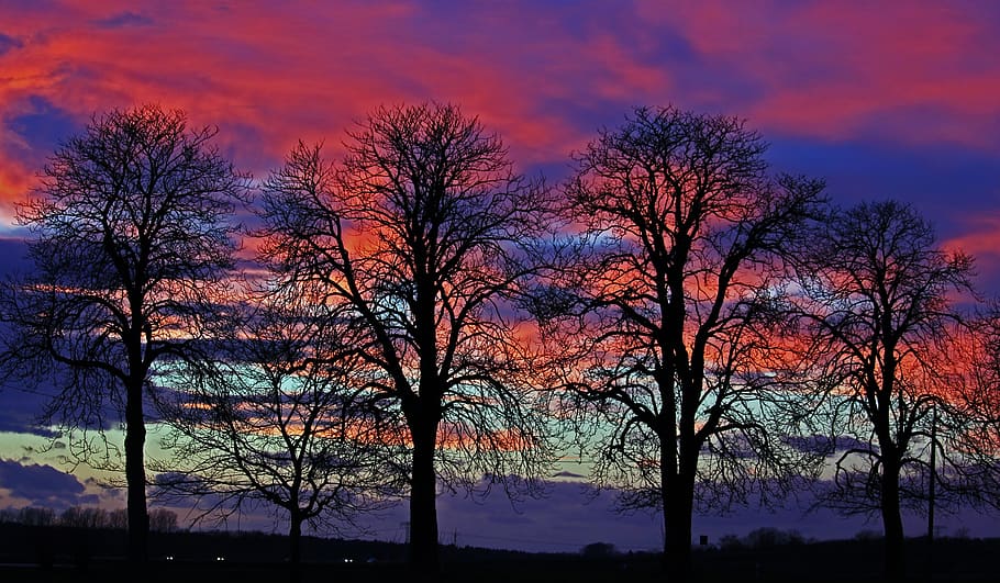 sunset, evening, sky, landscape, nature, dusk, mood, abendstimmung HD wallpaper