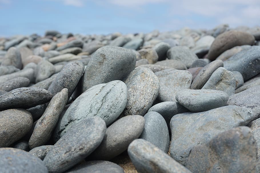 vacations, stones, landscape, beach, nature, sun, sea, sky HD wallpaper