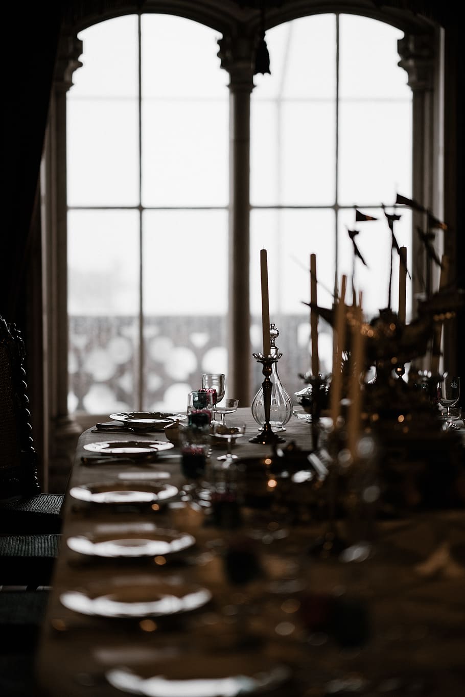 table arrangement inside room, hall, banquet, dining room, interior