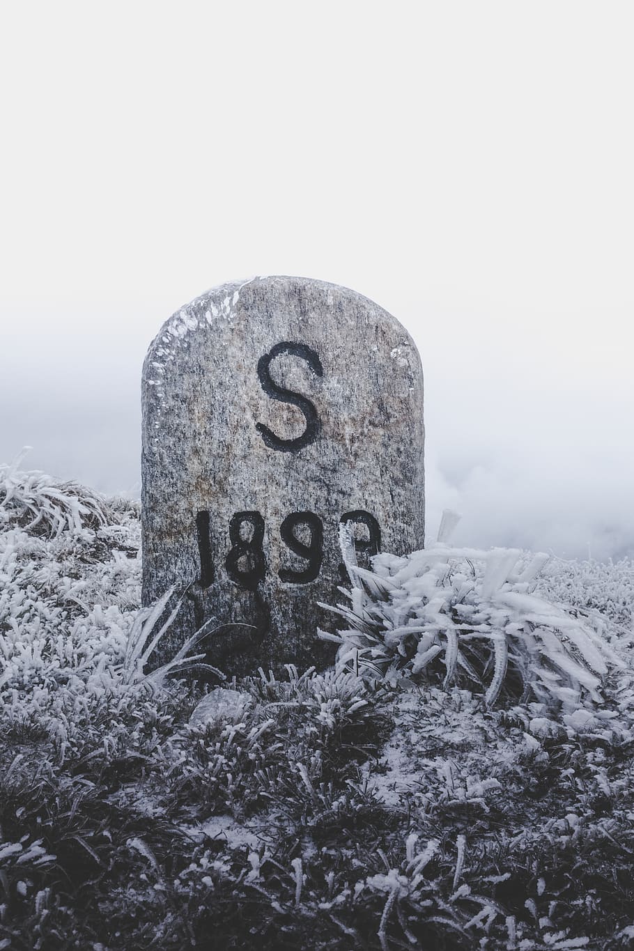 A cold grave. Могильная плита зимой. Захоронение зимой. Winter Grave photo.