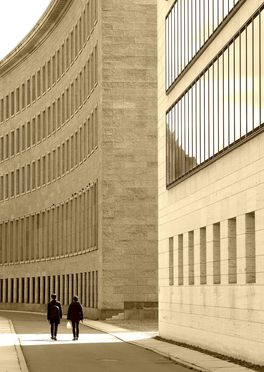 architecture, human, building, facade, modern, away, window HD wallpaper