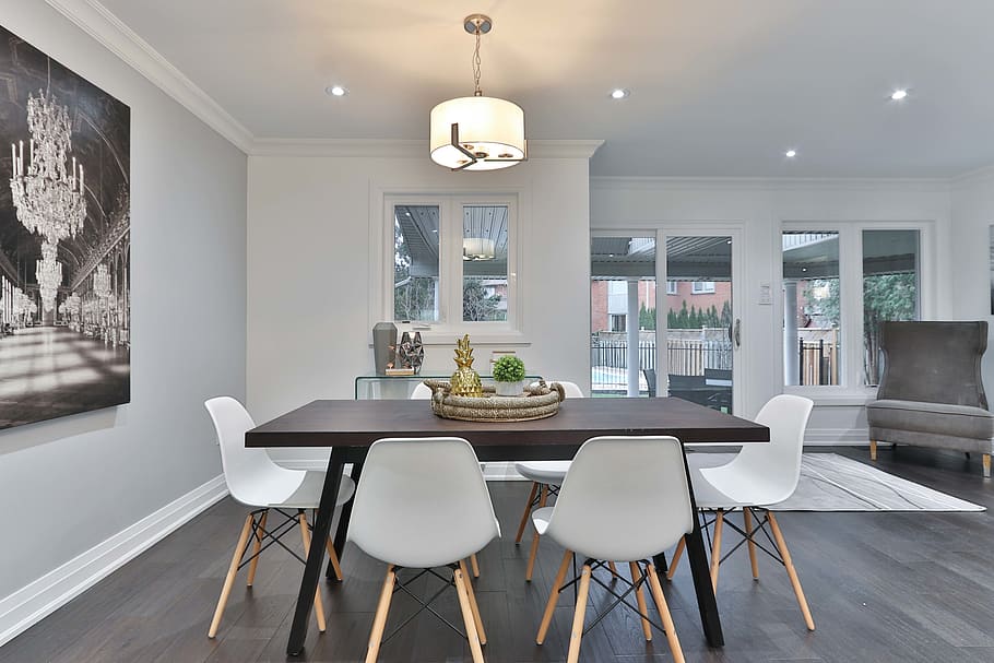 table, seat, furniture, lighting equipment, chair, indoors HD wallpaper