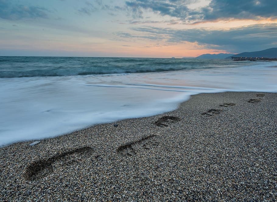 sea, beach, dawn, wave, water, sky, land, beauty in nature HD wallpaper