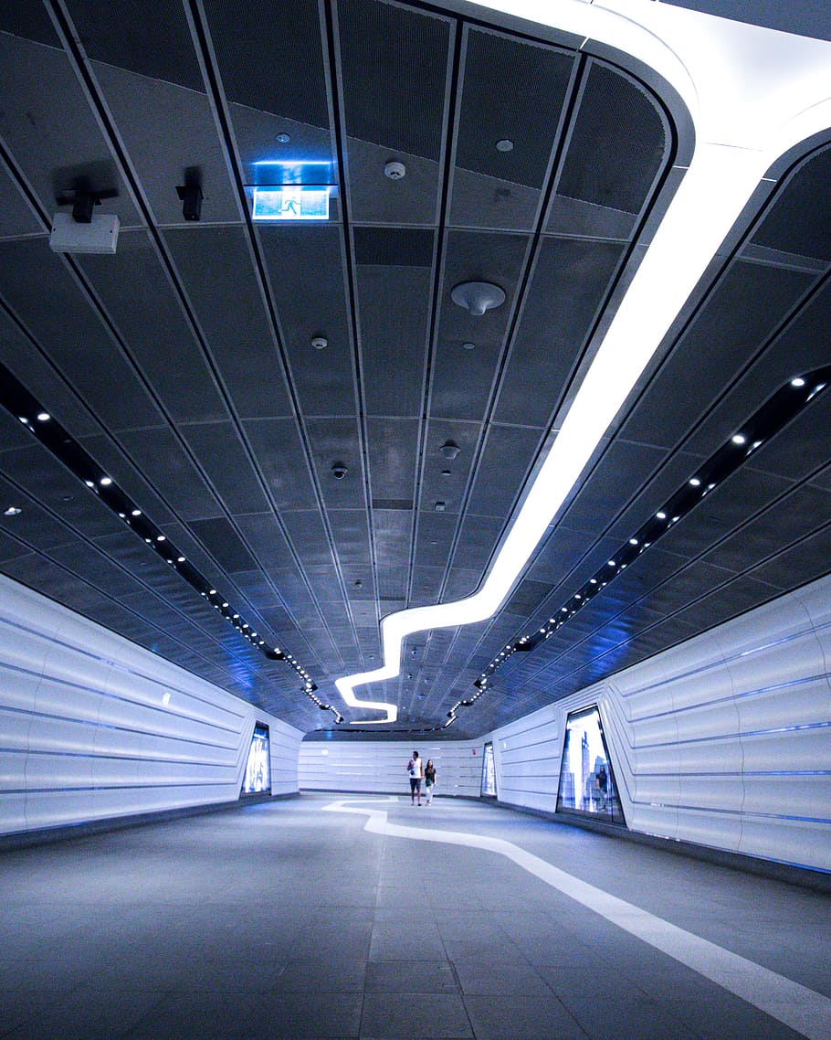 Two Persons Standing in Hallway, airport, architecture, building HD wallpaper