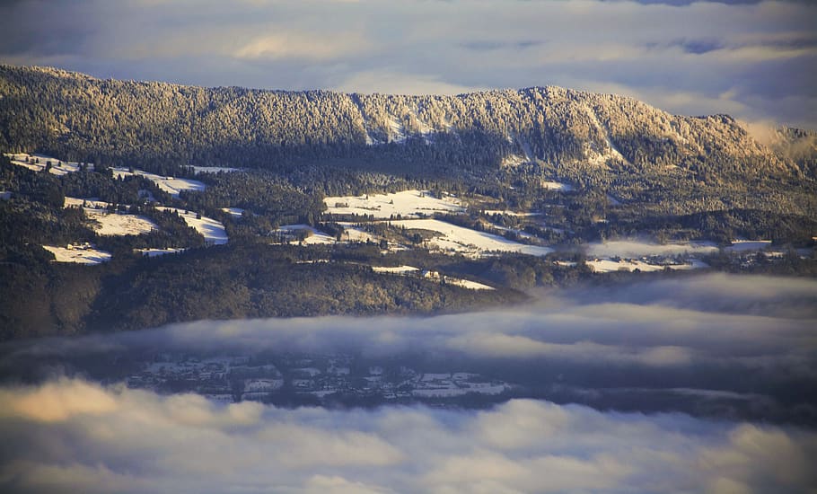 Mountain Skyline Shot, clouds, cloudy, cold, daylight, frost HD wallpaper
