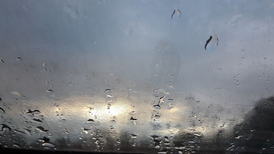 rain, window, sky, afternoon, wet, drop, water, glass - material HD wallpaper