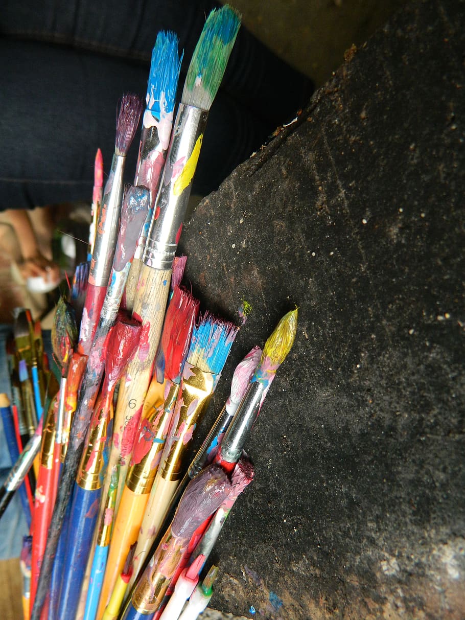 paint, brushes, yellow, red, blue, green, guatemala, trip, missions HD wallpaper