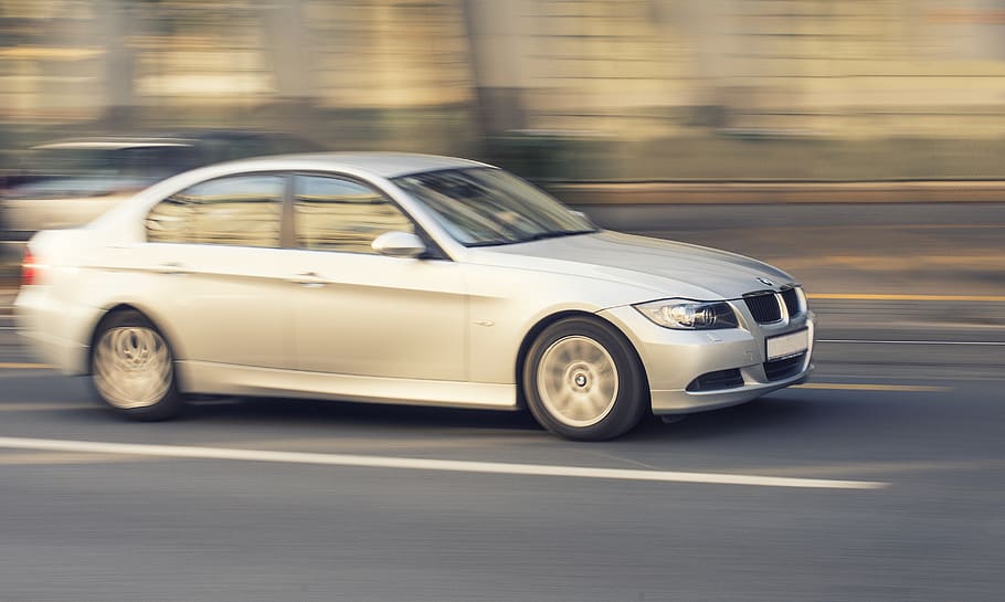 gray BMW sedan, automobile, car, coupe, sports car, transportation HD wallpaper