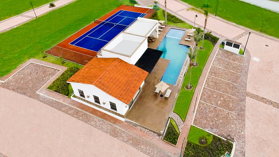 tennis court, sport, sports, building, housing, roof, field, HD wallpaper