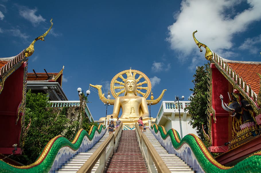 handrail, banister, temple, architecture, building, thailand HD wallpaper