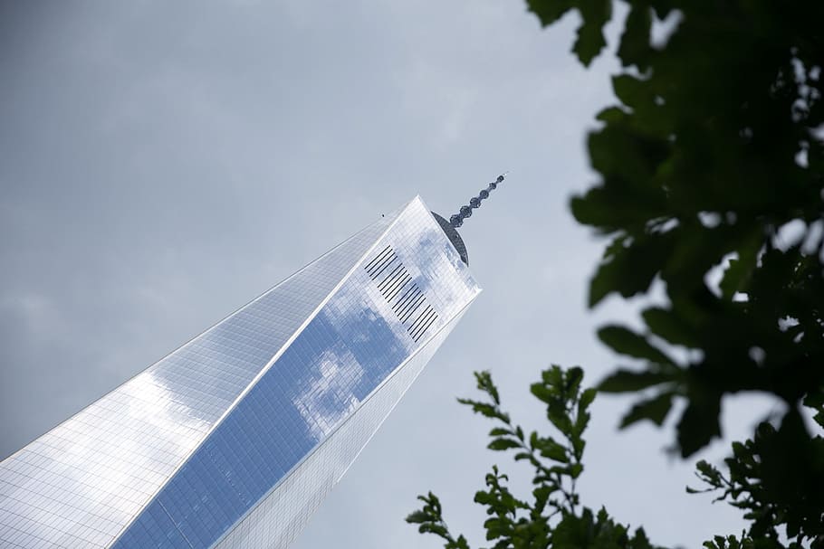 Receding perspective view of One World Trade Center, Lower Manhattan New York City