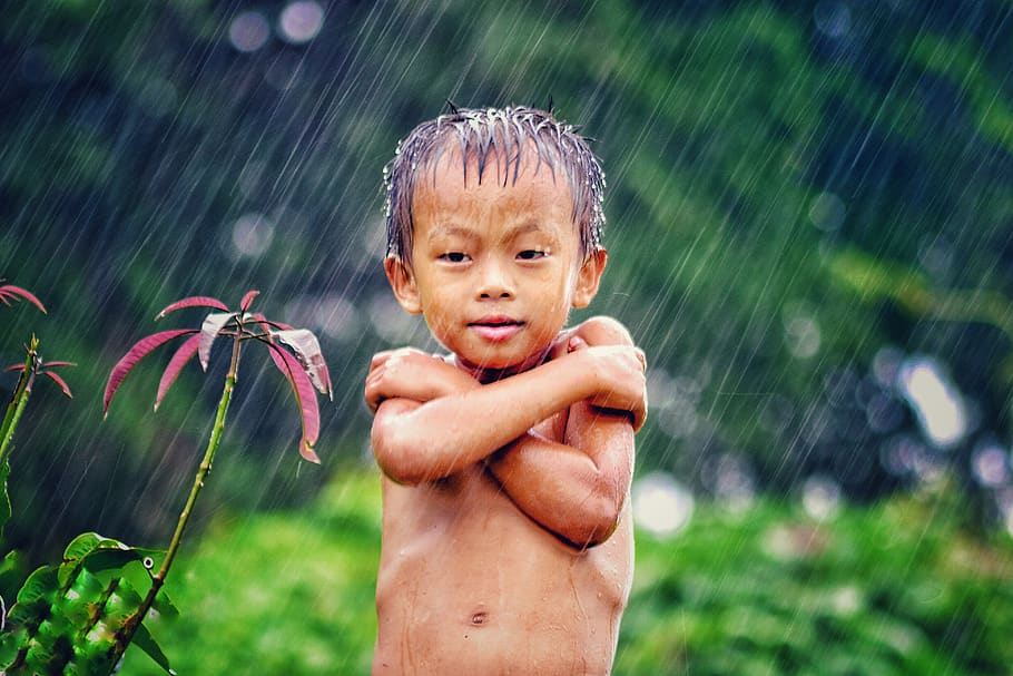 boy, cool, rain, bangladesh, child, childhood, one person, men, HD wallpaper