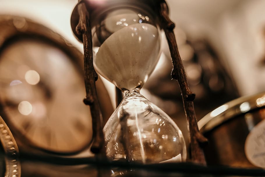 Shallow Focus Photography of Hourglass, antique, blur, classic