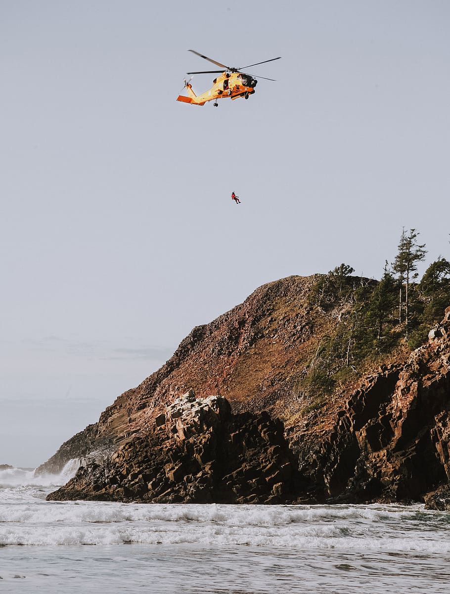 white helicopter on flight, water, sea, sky, nature, mid-air HD wallpaper