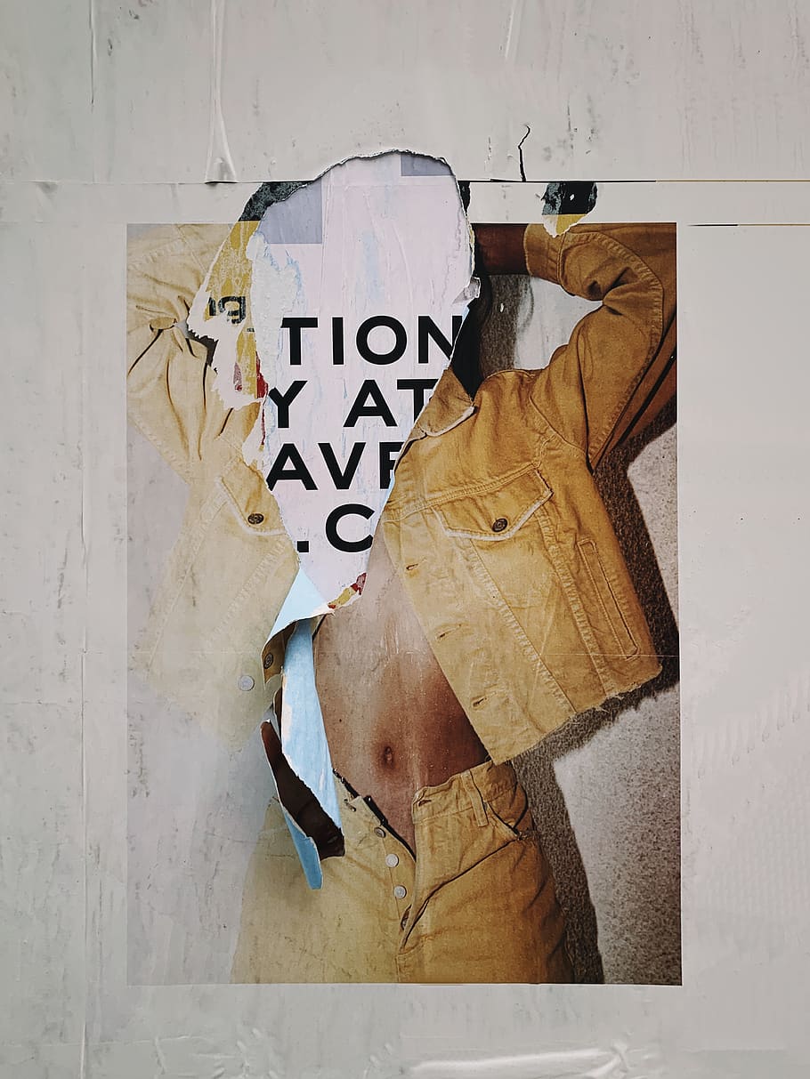 torn poster on the wall, text, paper, wall - building feature HD wallpaper