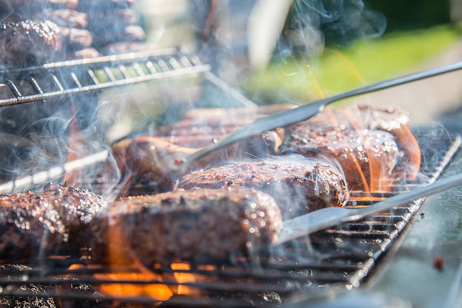 Close Photography of Grilled Meat on Griddle, barbecue, bbq, beef, HD wallpaper