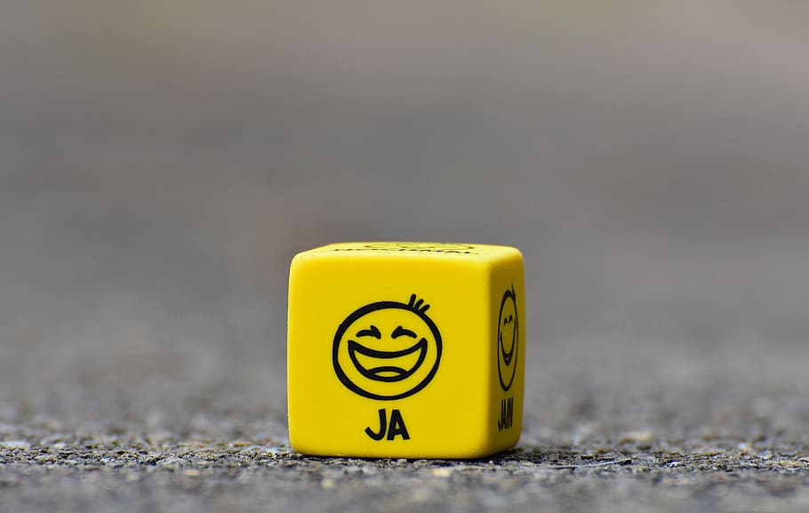 Yellow Cube on Brown Pavement, blur, color, emoticon, emotions HD wallpaper
