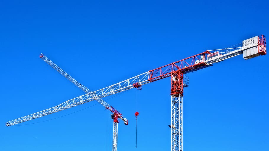 crane, site, sky, construction, real estate, building, machinery HD wallpaper