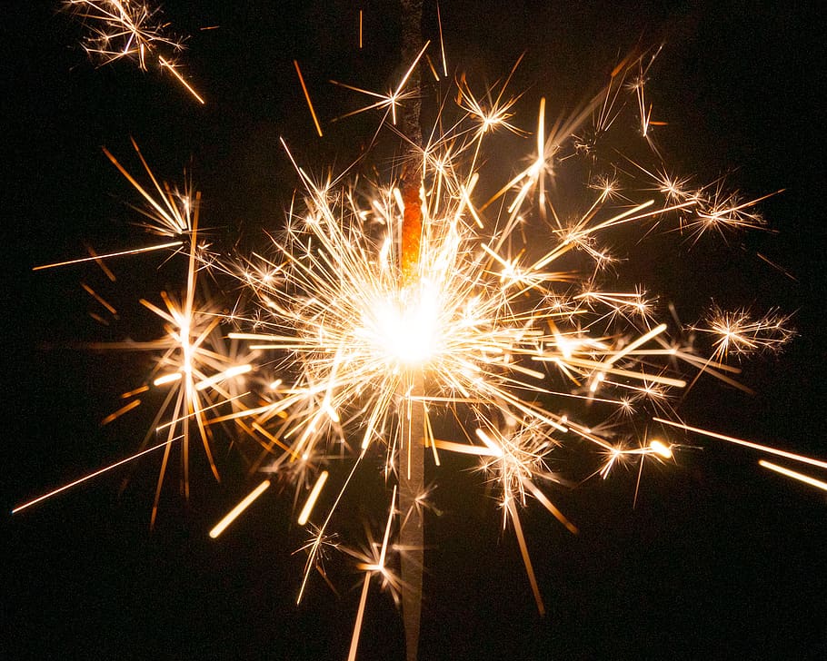 sparkler, holiday, celebration, illuminated, night, firework HD wallpaper