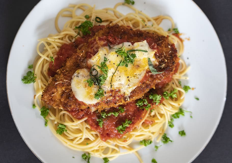 food, pasta, spaghetti, dish, meal, burger, noodle, platter HD wallpaper