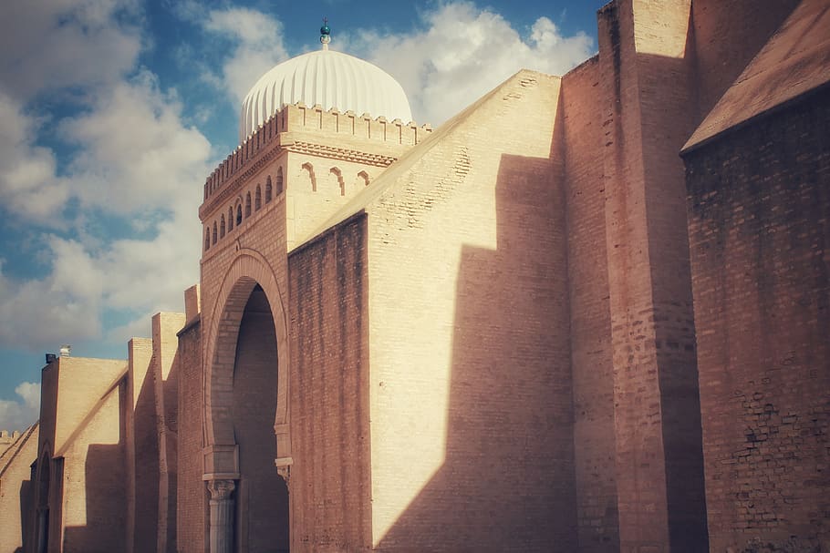 tunisia, al-qayrawan, kairouan, vintage, mosque, monument, golden hour, HD wallpaper
