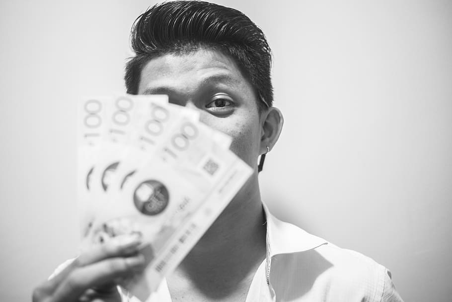 man holding tickets, money, male, currency, fashion, style, hiding HD wallpaper