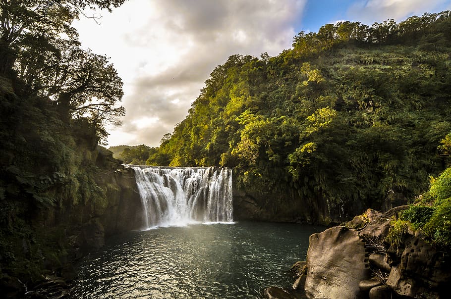 taiwan, waterfall, tree, scenics - nature, beauty in nature HD wallpaper