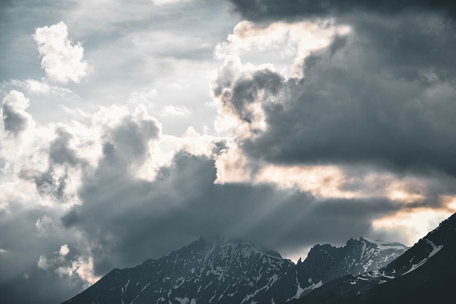 Low Angle Photography of Sky Near Mountain, beautiful, cloud HD wallpaper