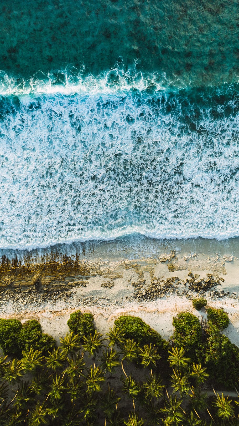 high angle photography of seawaves, tropical, coastline, wallpaper, HD wallpaper