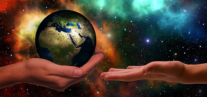 hands, earth, next generation, climate protection, space, universe HD wallpaper