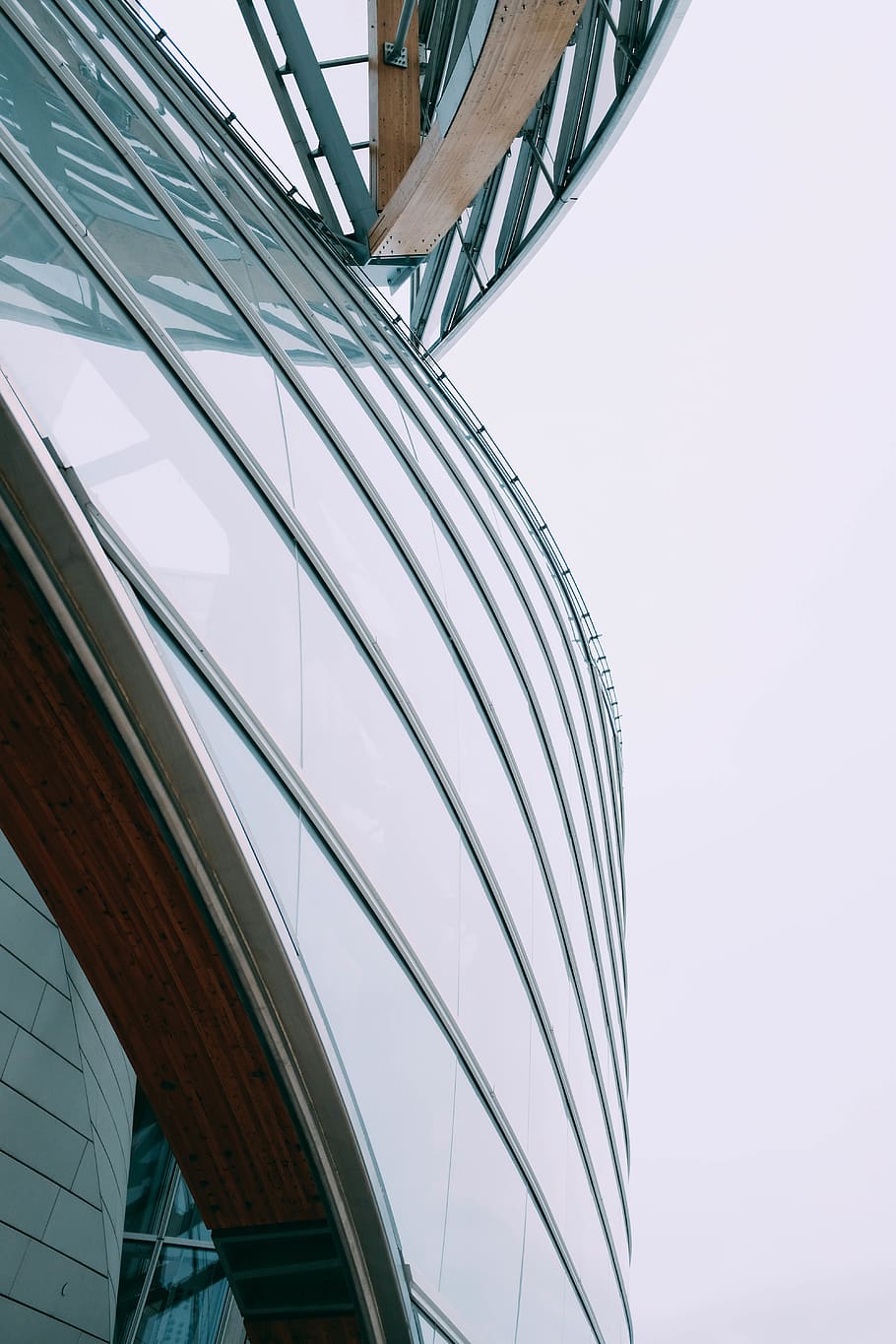 clear glass building, office building, banister, handrail, architecture HD wallpaper