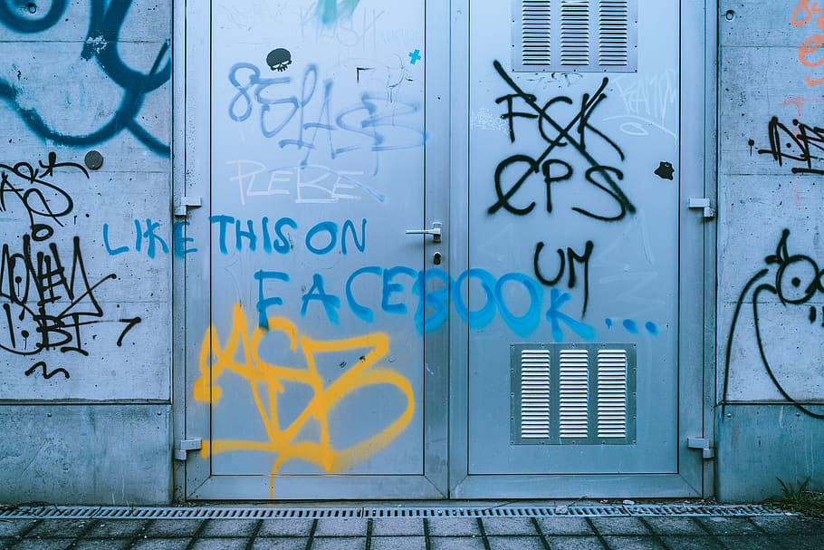 gray metal door with graffiti, architecture, wall - building feature HD wallpaper