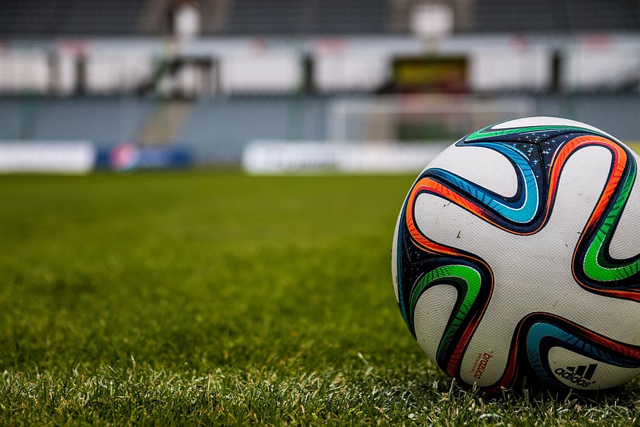 White, Green, and Red Adidas Soccer Ball, game, grass, match HD wallpaper